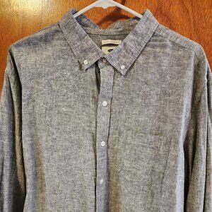 Men's XLT Old Navy Gray Linen Blend Long Sleeve Button Down Shirt